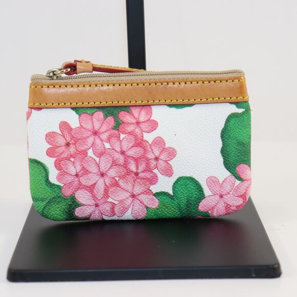Dooney & Bourke Pink Floral Coin Pouch – Red Interior, Zip Top - Picture 2 of 3